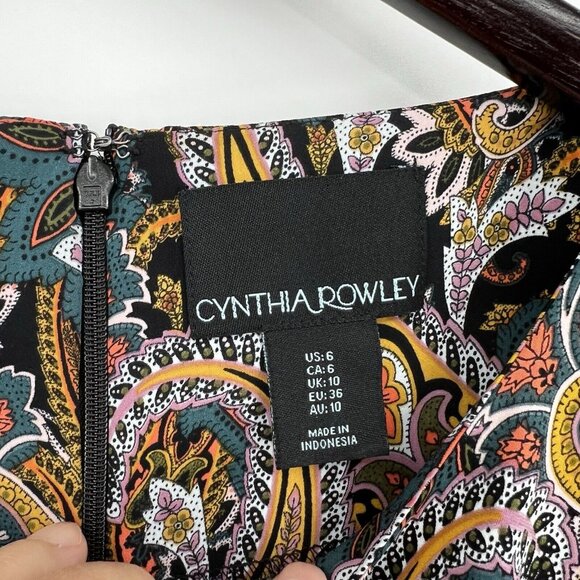 Cynthia Rowley Paisley Bell Sleeve Mini Shift Dress Size 6 Multi Color Polyester - Picture 4 of 5